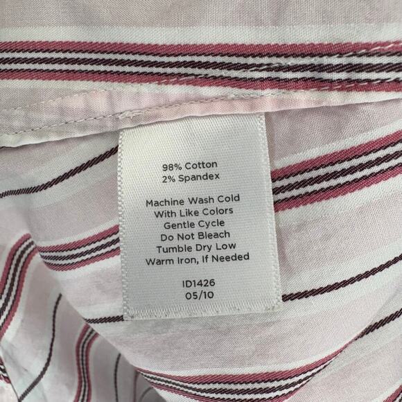 Talbots Stretch Pink Striped Preppy Button-Up Career Shirt Womens Sz 10 - Picture 4 of 4
